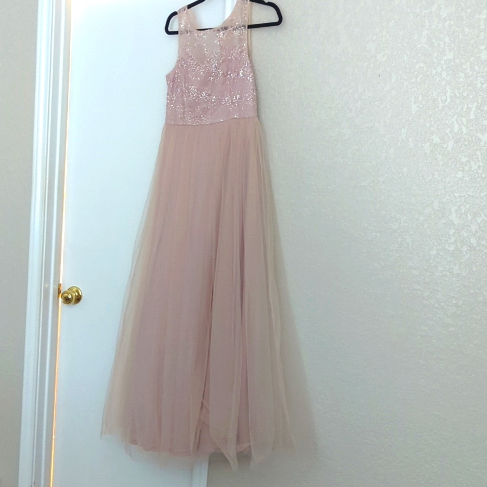 Beautiful light pink/cream, size 8, ball gown style dress.